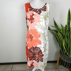Talbots Sz 12 Coral Floral Sheath Dress